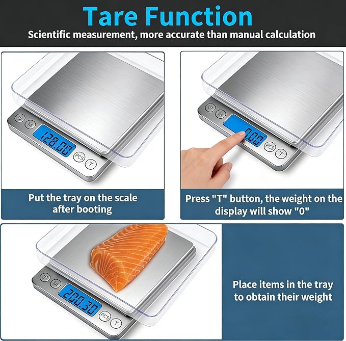 Digital Gram Scale 1000g/0.01g, Scale for Food Ounces and Grams, Upgrade USB Charging Kitchen Scale Digital Weight for Cooking, Baking, Tare Function, 9 Units, 2 Tray - Image 4