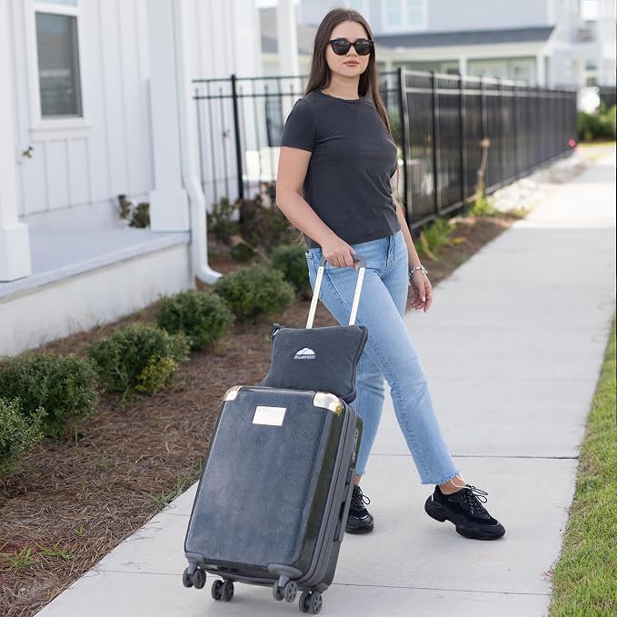 BlueHills Premium Soft Long Travel Blanket Pillow Airplane Large Size Gray | 70 X 48 Large Travel Blanket, Soft Bag Pillowcase, Hand Luggage Belt & Backpack Clip, Long Flight Essentials, Travel Gifts - Image 6