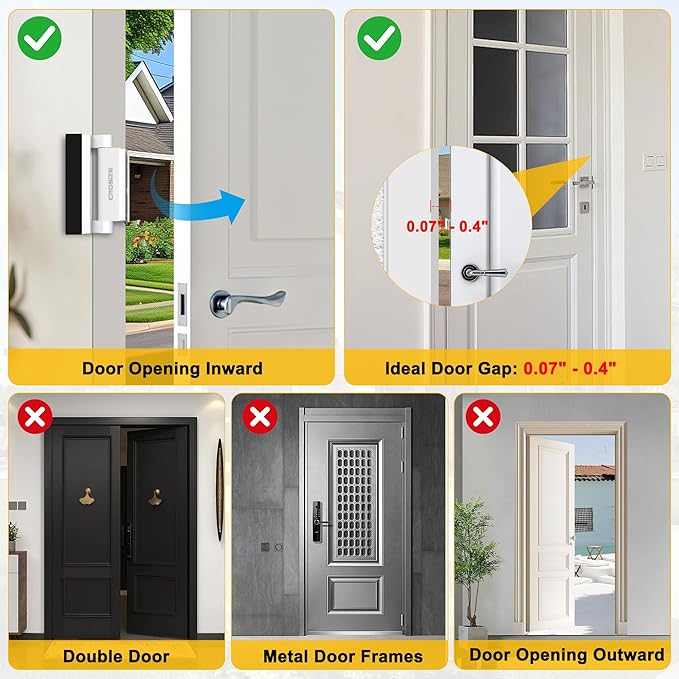 2 Pack Home Security Door Lock, Reinforcement Lock for Kids Safety, White | Withstands 1000 lbs of Impact, Door Lock for Front Door, Defender Door Locks Latch, Inside Door Lock, For Door Security - Image 3