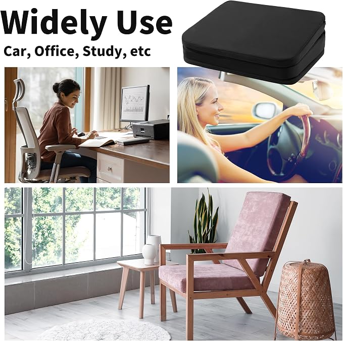 HOMBYS Adjustable Car Booster Seat for Short Drivers, 3 Heights for Different People, Adult Car Seat Cushions for Driving, Supportive Car Seat Pad for Lower Back Pain Reduce, (17"x12.8"x6.3", Black) - Image 8
