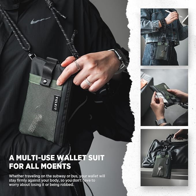 VULKIT RFID Blocking Travel Wallet for Men, Water Resistant Passport & Phone Holder with Detachable Lanyard and Key Ring, Lightweight Zipper Travel Wallet - Image 6