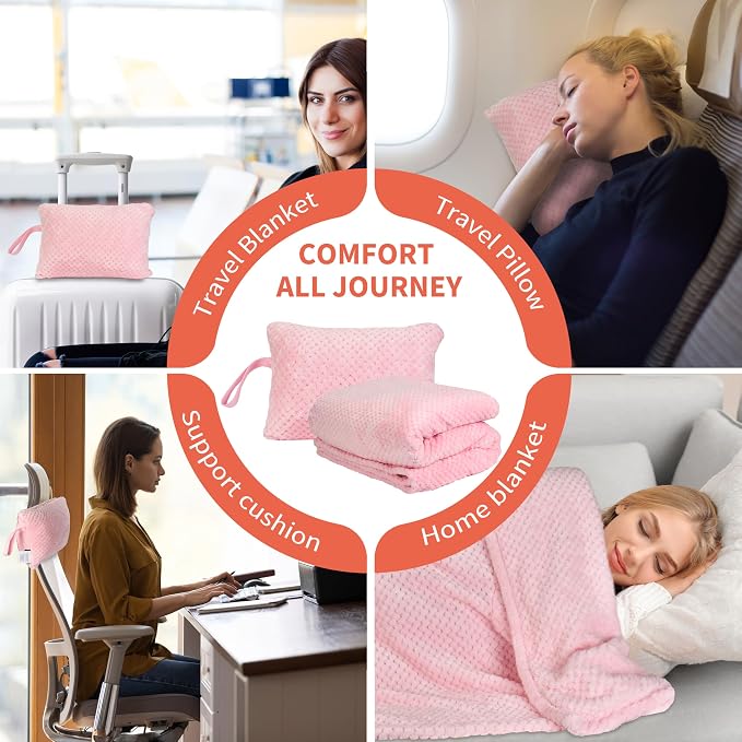 Tirrinia Travel Blanket Compact with Bag, Soft Lightweight Wearable Blanket with Foot Pockets, Airplane Travel Essential Gift - Image 5