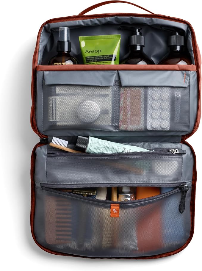 Bellroy Hanging Toiletry Kit Plus 8L, Travel Toiletry Bag - Clay | 8L travel hanging toiletry bag for your toiletries and essentials - Image 4