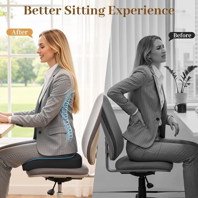 TranquilRelax XL Memory Foam Seat Cushion for Office Chair, 3.35-Inch, Black - Image 8