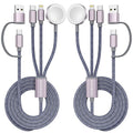 2Pack Travel Essentials,3 in 2 USB C Cable for Apple Watch Charger,iPhone Charger,Multi Charging Cable,Cruise Vacation Camping Essentials for iWatch Series 11-2/Ultra,iPhone 17-12,Car,Grey-6FT by ChargeBeyondPowerWithin