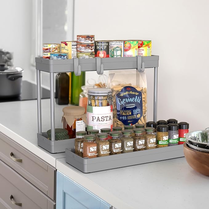 Simple Houseware 3-Tier Slim Rolling Cart w/Handle 5.5" Wx27.5 H, Gray | Storage Cart for Narrow Space (5.5-Inch Wide) Kitchen, Bathroom, Laundry Room - Image 4