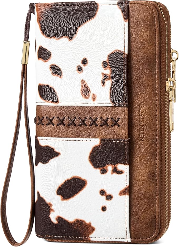BOSTANTEN Wristlet Wallets for Women RFID Large Capacity Clutch Wallet | 24 Card Slots, 2 Zipper Pockets, Phone ＆ Card Holder, Zip Around, Hand Strap, Vegan Leather, Great Gifts by BOSTANTEN