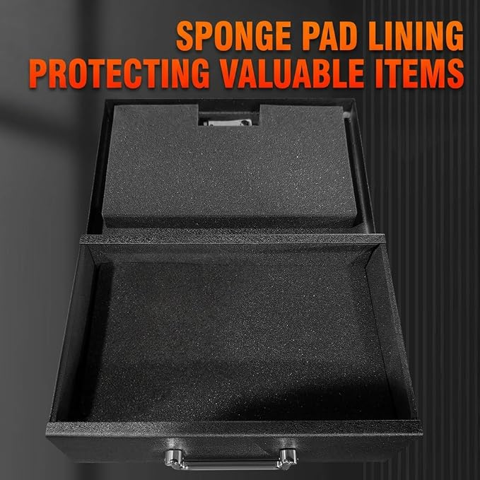 TOTOY 0.35 CuFt Portable Steel Fireproof 3-Digit Lock Handheld Document Box | Rotable Carrying Handle Storage Lock Box for A4 Documents Passport Cash Money Laptop Tablet Jewelry, 13.8''W x 11''D x 4''H - Image 7