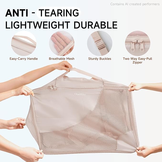 OlarHike 11 Set Packing Cubes for Travel,Gifts for Women Mom,Anti-Tearing Suitcase Organizer,with Over 1000 pcs Mesh Holes,Vacation Essentials & Accessories for Cruise Ship - Image 4