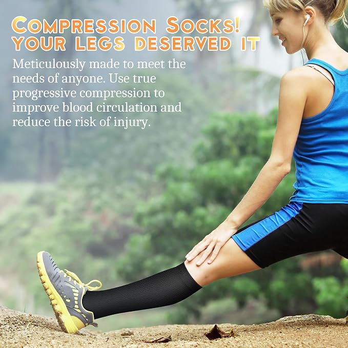 QUXIANG Compression Socks for Women & Men 15-20 mmHg, Best for Medical, Nursing, Running, Athletic, Varicose Veins, Travel - Image 2