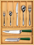 ROYAL CRAFT WOOD Luxury Bamboo Utensil Rack and Silverware Organizer, Kitchen Drawer Organizer - Utensil Holder and Cutlery Tray with Grooved Drawer Dividers for Flatware 7 Slot, Natural by ROYALCRAFTWOOD
