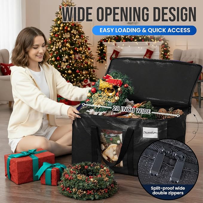 TAILI 6 Pack Black Extra Large Moving Bags,Storage Bag with Visible Window | 93L Heavy Duty Totes For Storage,Wrap Around Handles,Alternative to Moving Boxes, College Dorm,Perfect for Moving - Image 4