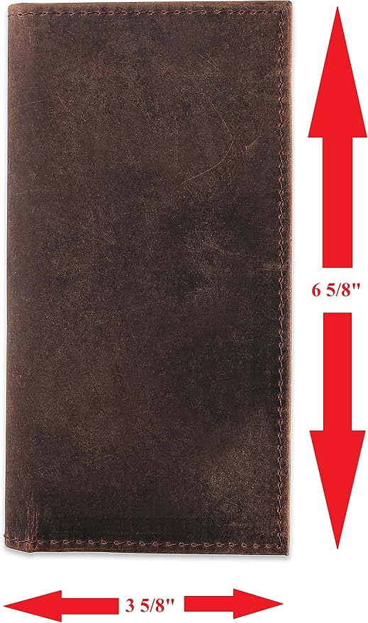 F&L CLASSIC Men's RFID Vintage Look Genuine Leather Long Bifold Wallet Checkbook Wallets,buffalo wax vintage leather,240 wax brown w/white stitching - Image 4