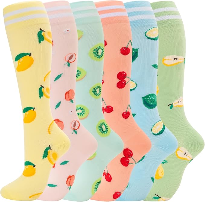 fenglaoda Compression Socks for Women Men Support Circulation 6 Pairs Socks For Nurse, Travel, Flight by fenglaoda