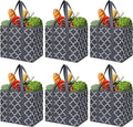 Reusable Grocery Bags 6Pack Foldable Washable Large Storage Bins, Dark Grey | Water Resistant Shopping Tote Bag Bins by WiseLife