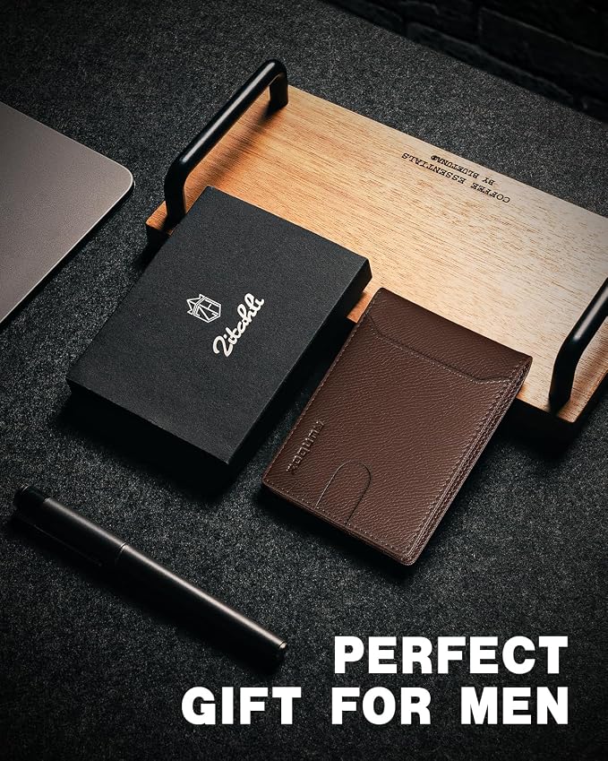 RUNBOX Wallet for Men, Slim Leather Bifold, RFID Blocking Card Holder | Minimalist Front Pocket Design, Credit Card Organizer, Holds 11 Cards, Large Capacity, Thin Profile, Birthday Gifts for Men - Image 5