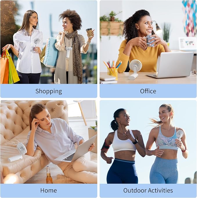 Portable Handheld Fan, USB Rechargeable Foldable Mini Personal Fan, 5200mAh, 180 Adjustable, 6 Speed Wind, 3 IN 1 Hand Cooling Desk Fan with LED Display for Home Office School Outdoor Travel, White - Image 7