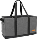WONDAY X-Large Utility Tote Bag, Standing Reusable Grocery Bag | 22x11x13.5in, 50L capacity, holds 100lbs, collapsible, fabric with leather bottom, for beach travel storage by WONDAY