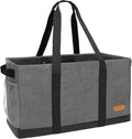 WONDAY X-Large Utility Tote Bag, Standing Reusable Grocery Bag | 22x11x13.5in, 50L capacity, holds 100lbs, collapsible, fabric with leather bottom, for beach travel storage by WONDAY