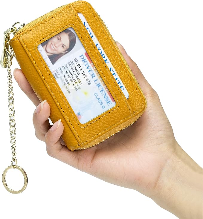 imeetu Rfid Credit Card Holder, Businese Card Case, Wallet for Women Men | Genuine Leather Card Wallet with id Window, Keychain & Double Zipper, Water-resistan Small Wallet with Gift Box, Daily Travel - Image 8