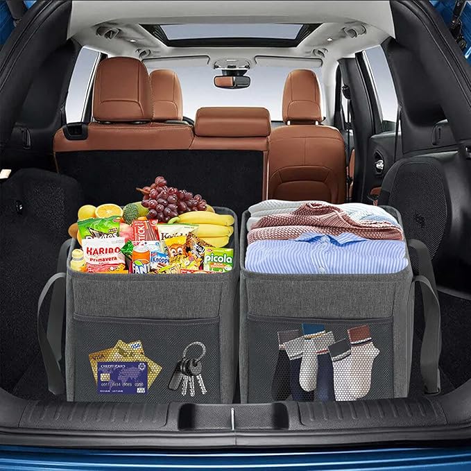 LHZK Standing Extra Large Utility Tote Bag with Metal Wire Frame and the Sides Rinforced, Extra Large Tote Bag with Handle, Reusable Grocery Bags Foldable, Beach Bag, Car Tote (Gray, 26''x15''x13'') - Image 7