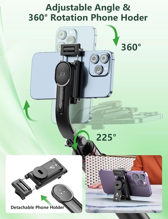 52" Selfie Stick Tripod with Remote, 3 in 1 Portable Selfie Stick & Phone Tripod Stand with Phone Holder, Cell Phone Tripod for Group Selfies/Live Streaming/Video Recording, for iPhone/Android - Image 6