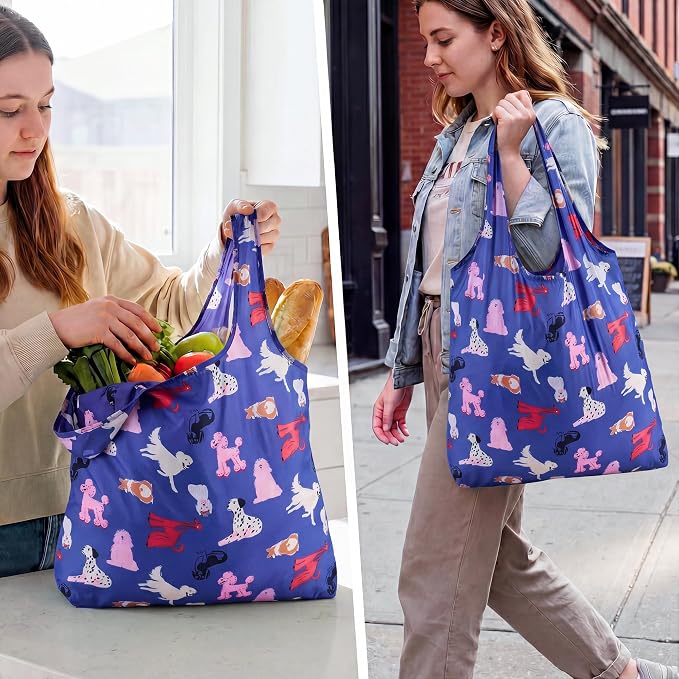 Stelle Lightweight Reusable Grocery Bag with Handles Ripstop Nylon Foldable Tote Shopping Bags for Travel and Groceries - Image 2