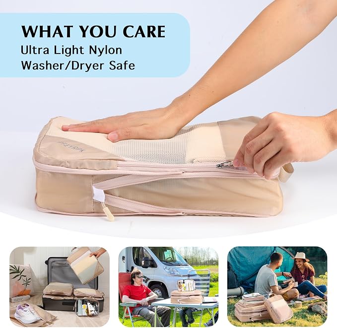 PFEYRPK Lightweight Compression Packing Cubes for Suitcases, Compressible Expandable Travel Packing Organizer with Clear Toiletries and Backpack Bag, Travel Essentials for Carry on Luggage 7 Set - Image 2