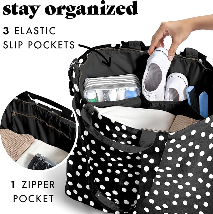 Fit & Fresh All The Things XL Beach Bag for Women, Oversized Travel Tote | Zip Closure, 3 Interior Pockets, 1 Large Zip Pocket, Dual Carry Handles, Canvas Weekender - Pool, College, Laundry, Groceries - Image 4