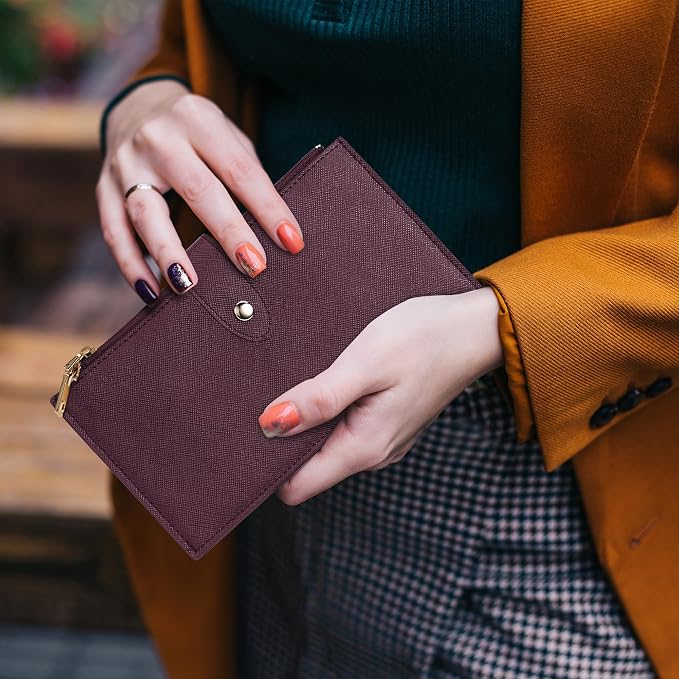 Travelambo RFID Wallet Women Large Size Bifold Multi Card Wallet Case with Zipper Pocke Credit Card Holder for Women - Image 3