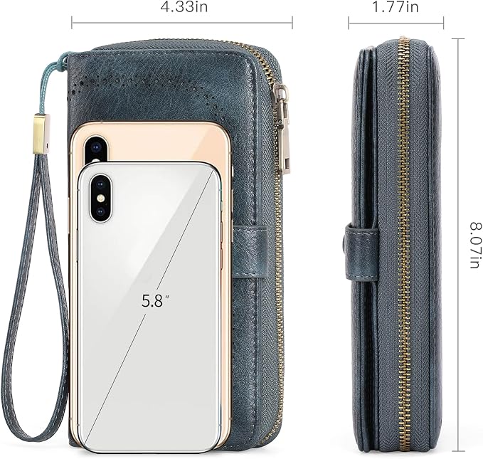 GAEKEAO Leather Credit Card Holder Wallet for Women RFID Blocking Large Capacity Bifold Zipper Card Case Organizer with Wristlet 45 Slots - Image 3