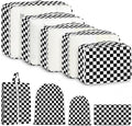 9 Set Packing Cubes for Travel Essentials - Lightweight Carry-On Luggage Organizer Bags with Shoe, Clothes & Laundry Bags for Airplane, Family & Business Travel, Black checkered by Unknown