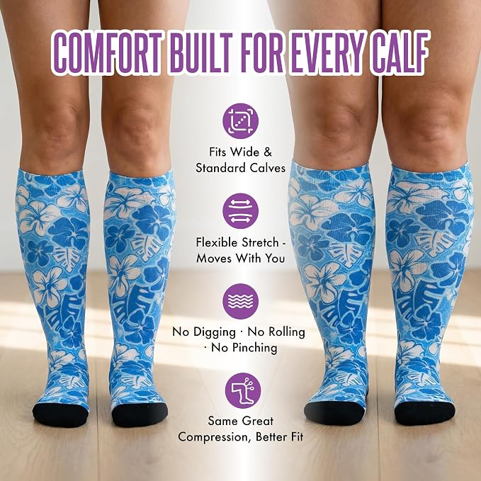 Crazy Compression Socks, Comfortable Support Socks for Recovery, Travel, Hiking, and Long-Hour Comfort w/Fun Designs - Image 8