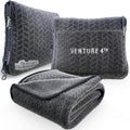 VENTURE 4TH Travel Blanket Pillow, 2-in-1 Soft Plush - Gray | 68"x42" ultra-soft micro plush Blanket. Folds into portable Pillow Case with Travel Sleeve & Clip. Lint-free, no shedding. by VENTURE4TH