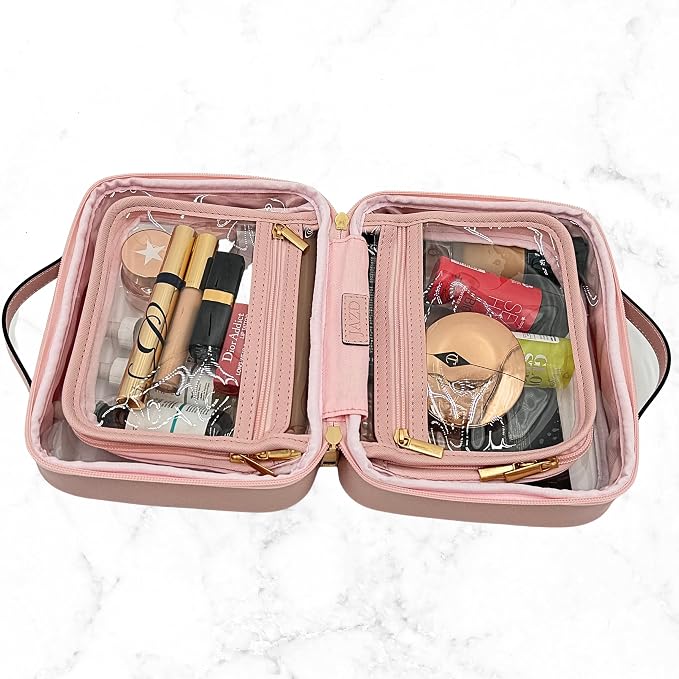 JAZD Clear Makeup Bag Toiletry Bag for Women Cosmetic Case Large Capacity Travel Make Up Bag Organizer Transparent Storage Compartment TSA Approved - Image 4