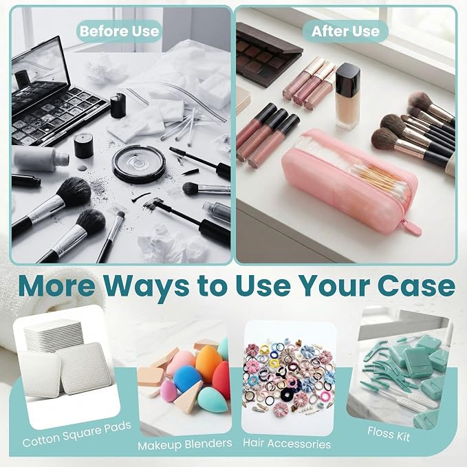 Cotton Pad Swab Travel Case, 2-in-1 Waterproof Organizer, VISFRESH (Pink) - Image 6