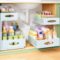 Under Sink Organizer, 1-Pack Pull Out Cabinet Organizer 2 Tier Metal Slide Out Storage Shelf Rack, L-Shaped Adjustable Height,Mesh Sliding Drawer for Kitchen, Bathroom, Laundry, Pantry, Blue, XL by Kitstorack