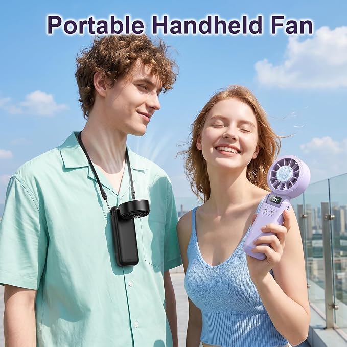Portable Fan Handheld with Ice Cooling Rechargeable 5.5m/s Speed | 5-Speed, Independent Switch, Digital Display, Foldable Personal Fan for Travel/Concerts/Sport Events/Gifts - Image 3