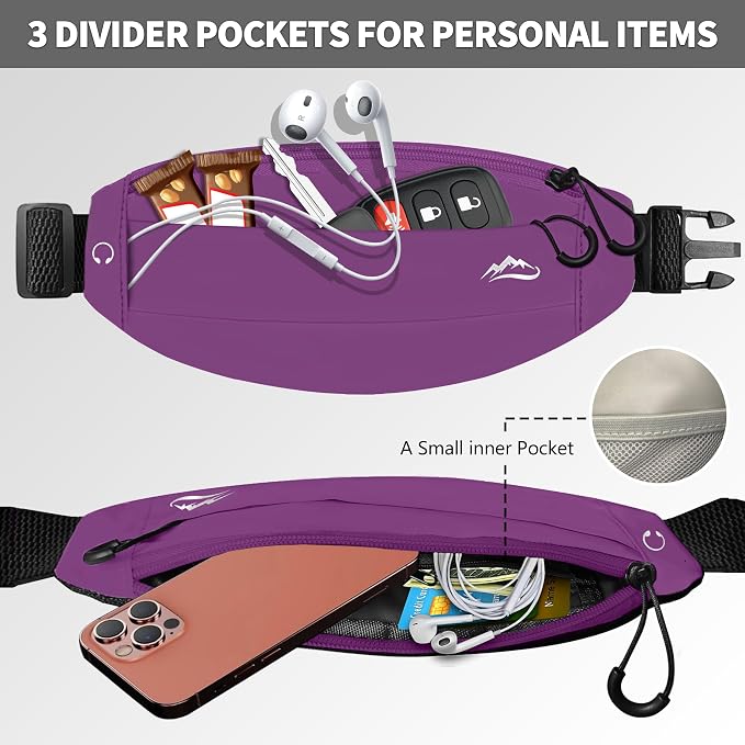 Running Fanny Pack Whole Bag Reflective, Running belt for Women &Men,Sweatproof Phone Holder Workout, Running Waist Pack (purple) - Image 4