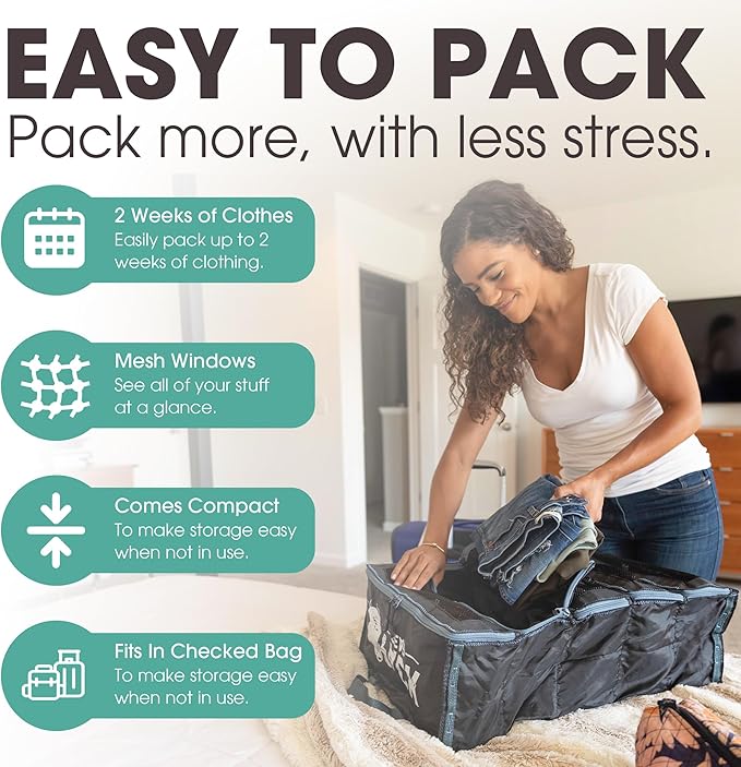 Hanging Suitcase Organizer - Our XL Hanging Luggage Organizer Perfectly Fits Any Suitcase - Our Packing Cubes For Travel Use Mesh Windows to Make Finding Any Outfit Easy (Black, XL) - Image 4