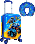 Lightweight Hardshell Spinner Kids Luggage Set 2PCS with Wheels - Airplane Approved Carry-On Suitcase for Boys & Children Ages 3-10, Car Rolling Suitcases Set for Elementary Toddler Travel by UFNDC