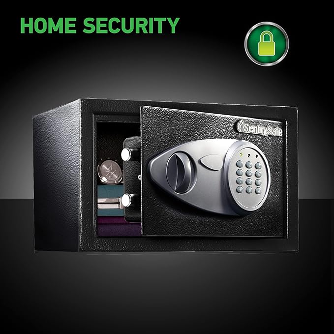 SentrySafe Safe with Digital Keypad Lock, Steel Safe with Interior Lining and Bolt Down Kit for Money, Jewelry, Electronics, 0.58 Cubic Feet, 8.7 x 13.8 x 9.7 Inches, X055 | Steel Safe With Interior Lining and Bolt Down Mounting Kit and Digital Keypad ... - Image 2