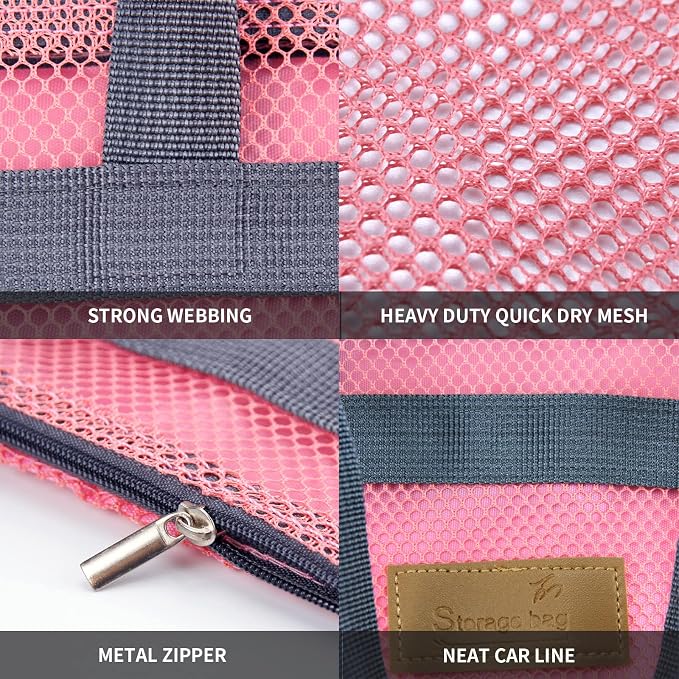 Mesh Shower Caddy Bag Portable Hanging Toiletry and Bath Organizer with Zipper for Travel, Gym, Camping, College Dorms, Beach - Image 8