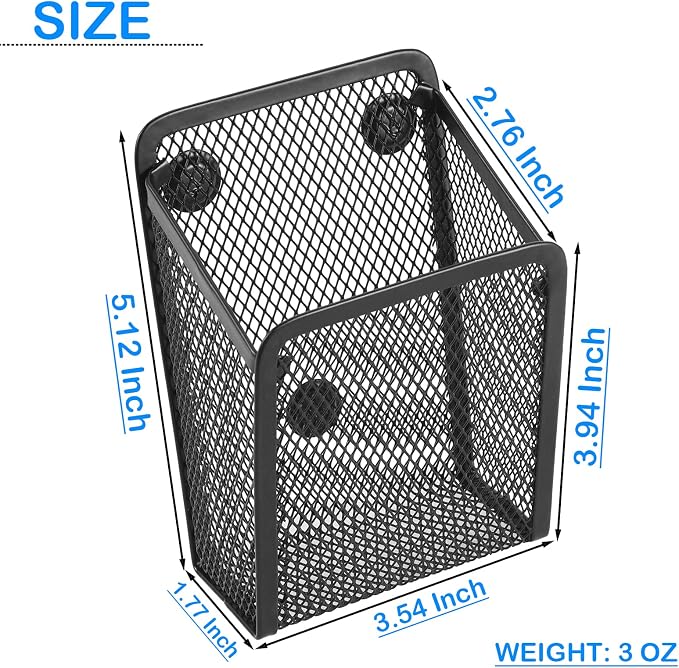 Magnetic Pencil Holder,Mesh Stainless Steel Pen Basket, Metal Writing Utensil Storage Organizer for Whiteboard,Blackboard,Kitchen, Locker, Home, or Office | Metal Writing Utensil Storage Organizer for Whiteboard,Blackboard,Kitchen, Locker, Home, or Office - Image 6