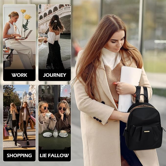Backpack for Women, Small Cute Backpack Purse Lightweight Casual Daypack Backpack for Travel Mini Backpacks for Ladies College Work,9.7Inch,Black - Image 8