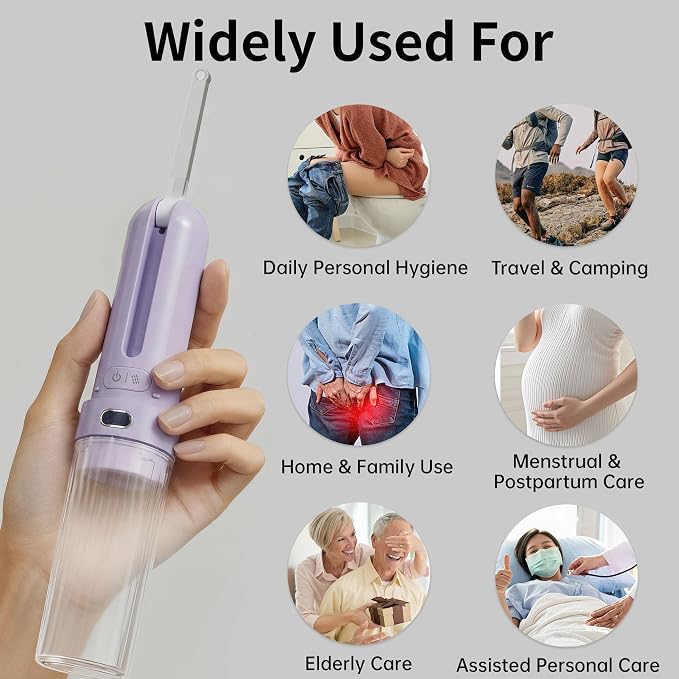 Portable Bidet for Travel,Personal Hygiene Sprayer Bottle for Women Men | Mobile Bidet Portable for Toilet,Electric Handheld High-Pressure Foldable USB-C Battery-Powered - Image 6