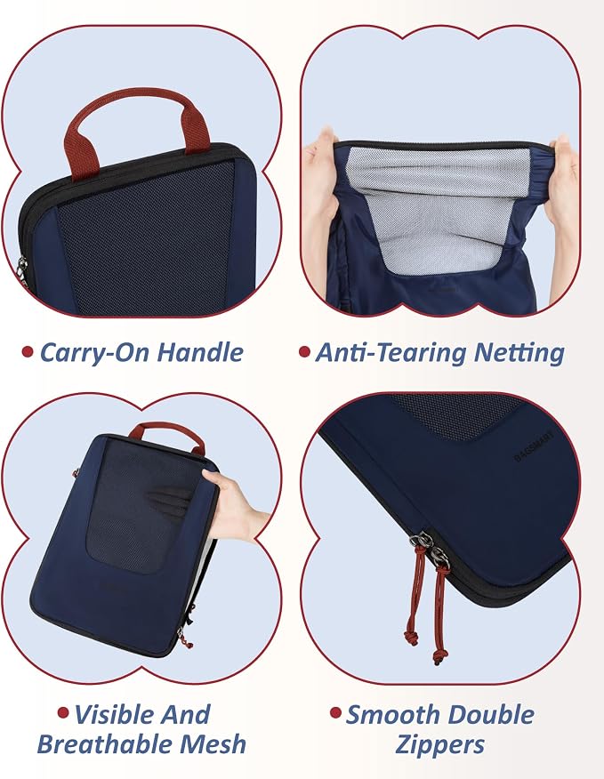 BAGSMART Compression Packing Cubes for Travel, 6/5/4set Lightweight Packing Organizers, Summer Travel Essentials Suitcase Organizer Bags Set - Image 6