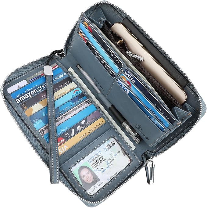 Small Compact Women Wallet RFID Blocking Genuine Leather Bifold Purse with ID Windows - Image 2