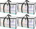 BALEINE 4-Pack Oversized Moving Bags with Reinforced Handles, Heavy-Duty Storage Tote for Clothes, Moving Supplies (Clear, 4-Pack) by BALEINE