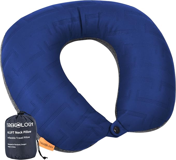 TREKOLOGY Travel Neck Pillow for Plane - Premium Airplane Neck Pillow for Sleeping - Ultimate Neck Support for Long Flights - Best Rated Travel Pillow, Comfortable Neck Rest for Airplane & Travel by TREKOLOGY